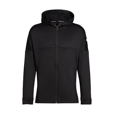 adidas Black Solid Logo Print Zip-Up Hooded Jacket HD3518