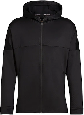 adidas Black Solid Logo Print Zip-Up Hooded Jacket HD3518 Order adidas Black Solid Logo Print Zip-Up Hooded Jacket HD3518