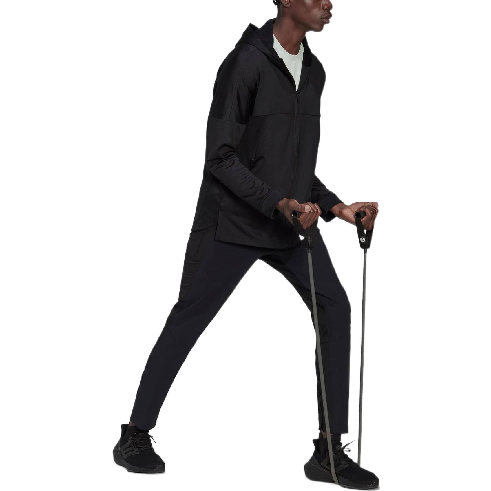 Lookbook adidas Black Solid Logo Print Zip-Up Hooded Jacket HD3518