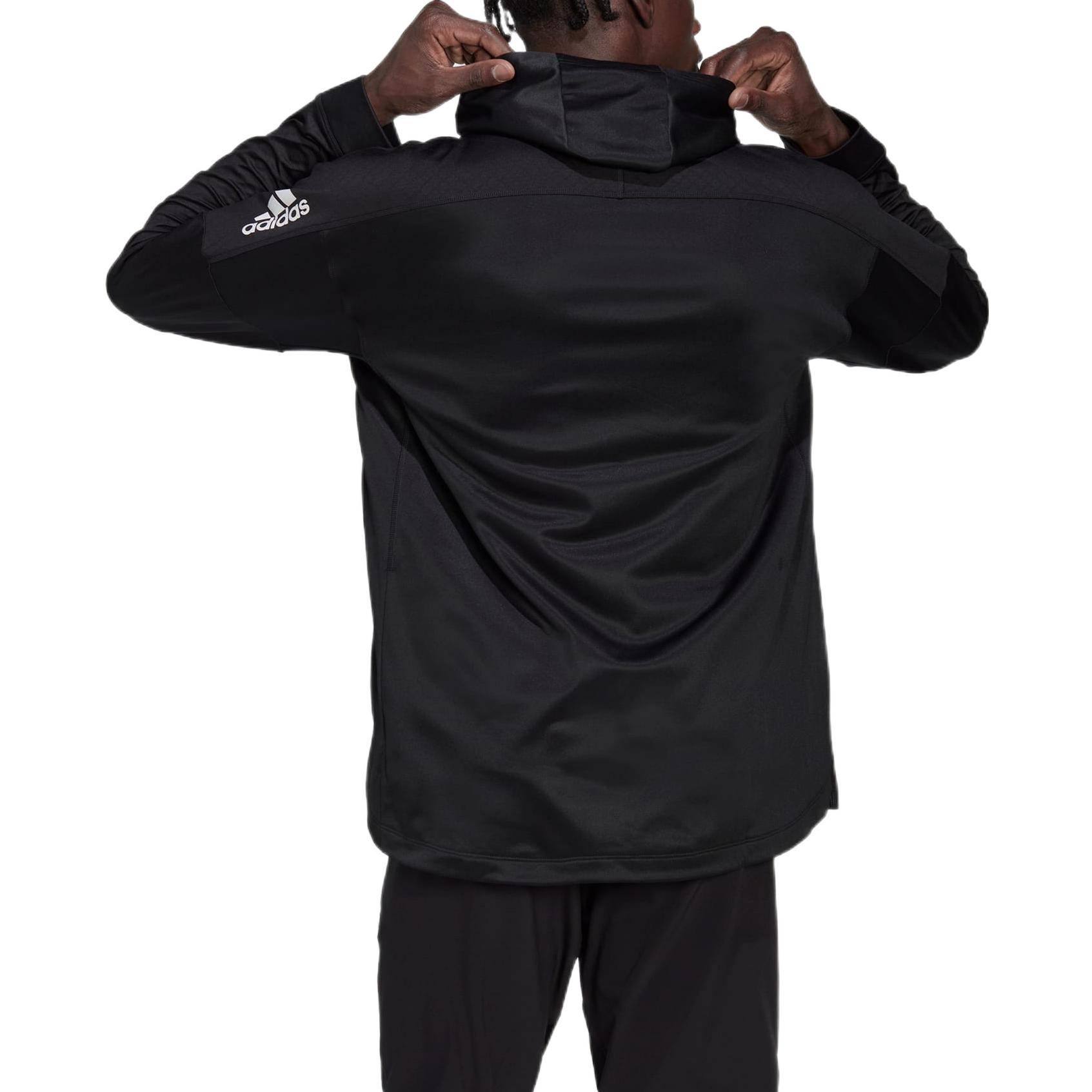 Purchase adidas Black Solid Logo Print Zip-Up Hooded Jacket HD3518