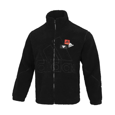 adidas Black Solid Logo Print Zip-Up Jacket HN8953