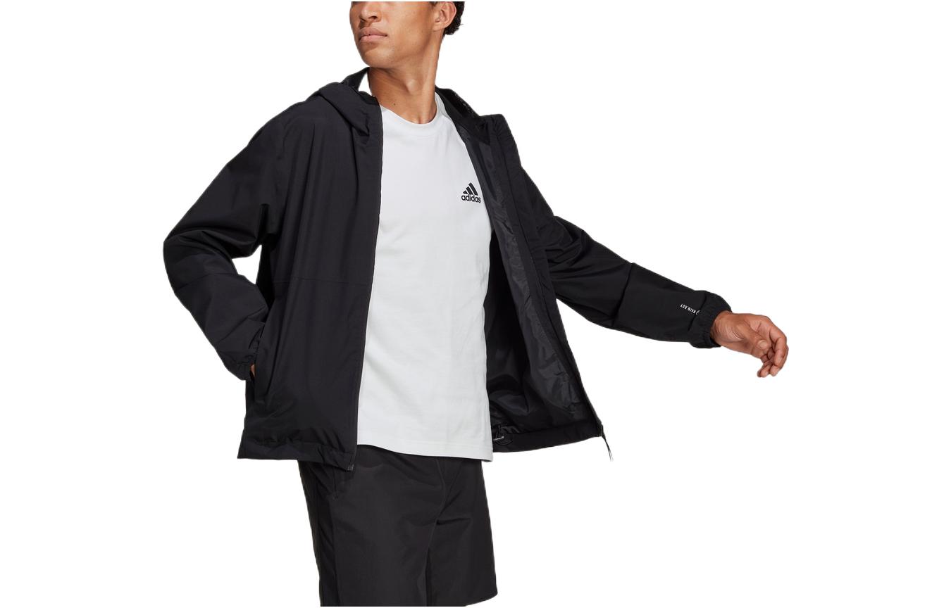 adidas Black Solid Logo Waterproof Hooded Jacket H50971