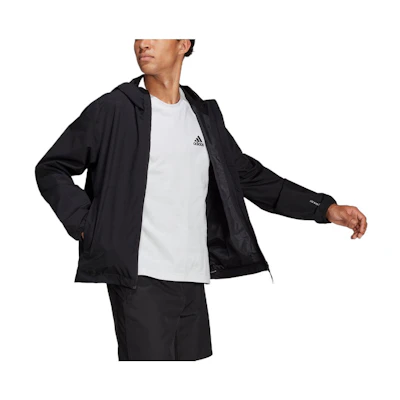 adidas Black Solid Logo Waterproof Hooded Jacket H50971