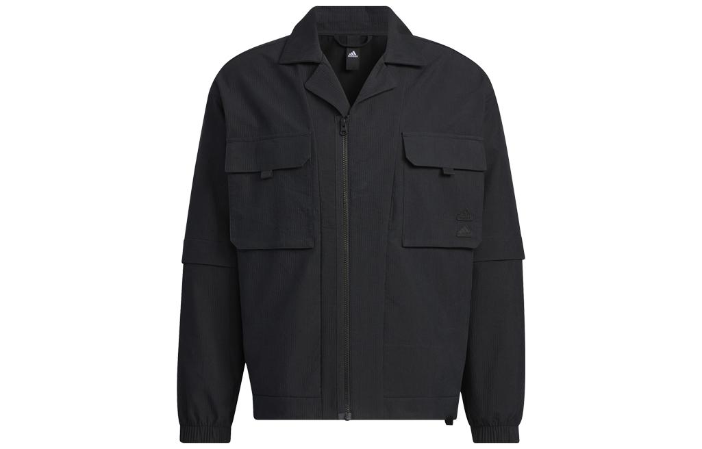adidas Black Solid Long-Sleeve Jacket with Chest Pocket IA8167