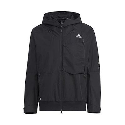 adidas Black Solid Multi-Pocket Sports Hooded Jacket HN9037