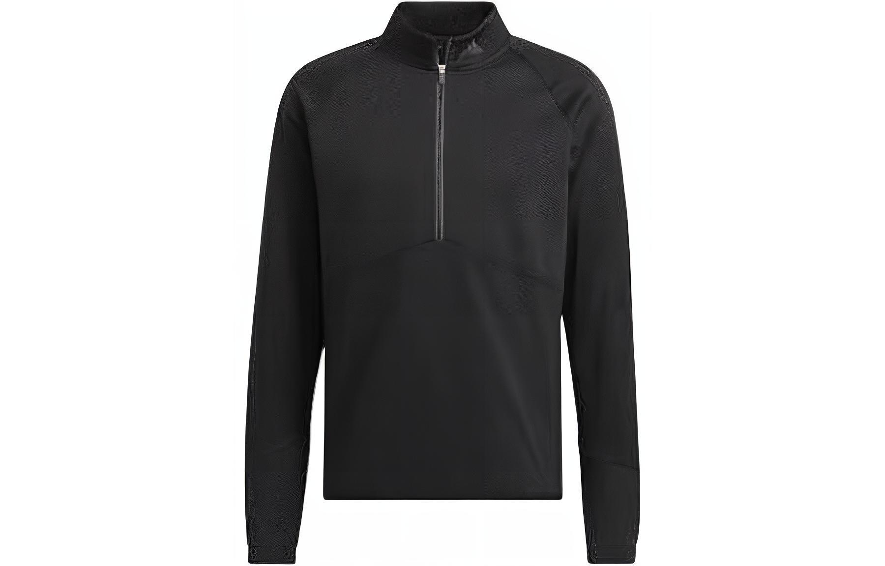 adidas Black Solid Print Half-Zip Sports Sweatshirt HN4550