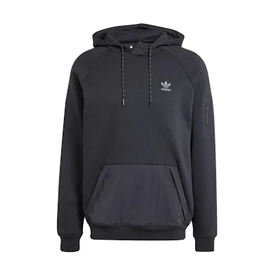 adidas Black Solid Pullover Hoodie with Logo - Slim Fit Long Sleeve IZ3278