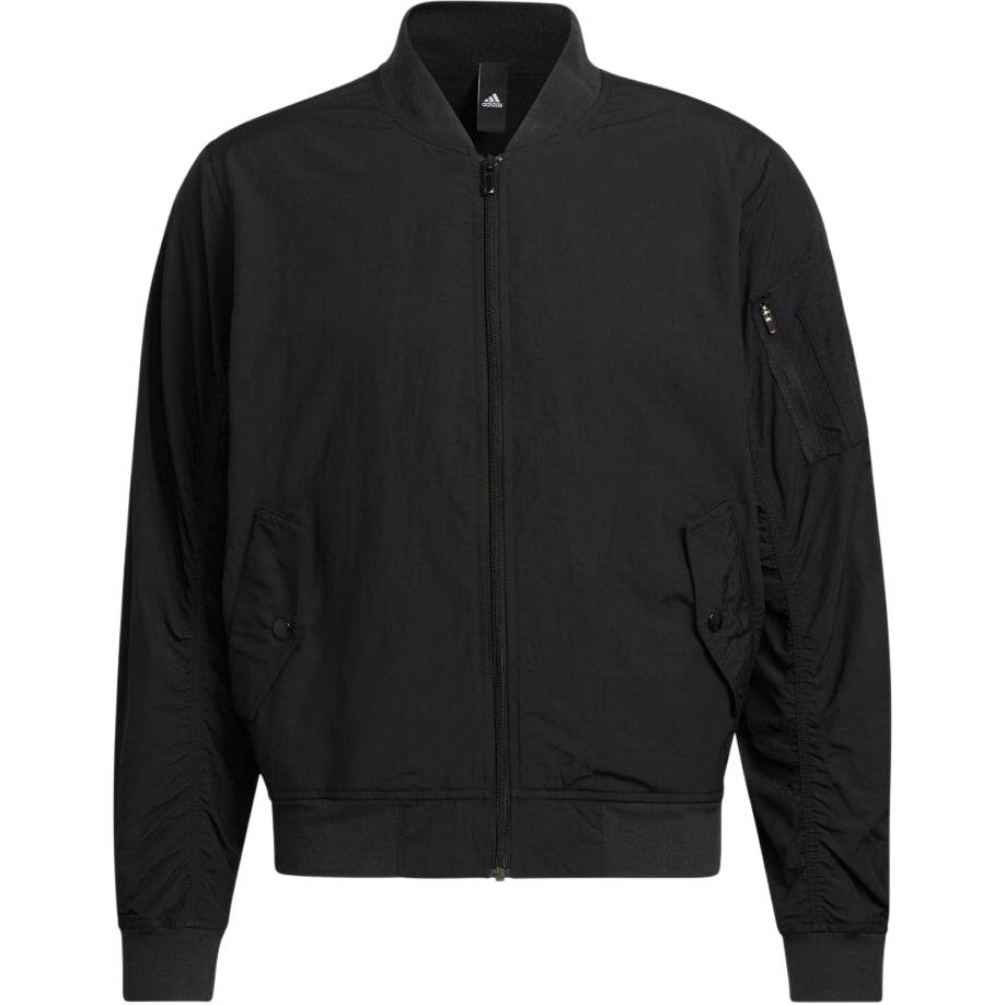 adidas Black Solid Slim Fit Bomber Zip Jacket IT6068
