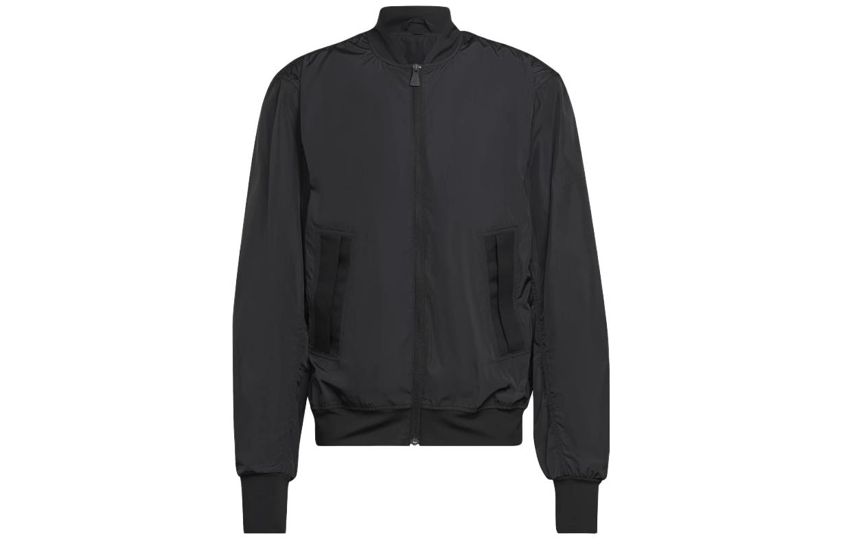 adidas Black Solid V-Neck Zip Long-Sleeve Sports Jacket HG3107