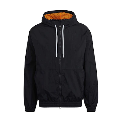 adidas Black Solid Zip-Up Drawstring Hoodie Jacket HF4851