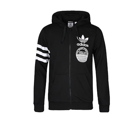 adidas Black Sports Casual Zip-Up Hoodie Jacket CZ1751
