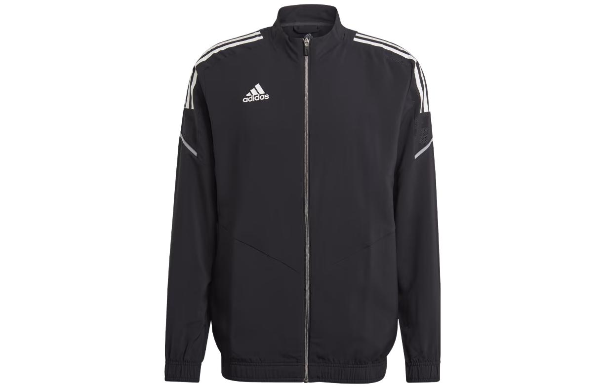 adidas Black Stand Collar Long-Sleeve Casual Sports Jacket GH7138