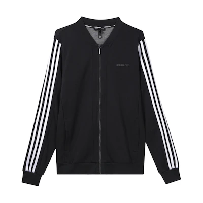 adidas Black Stripe Casual Zip-Up Track Jacket CV9045