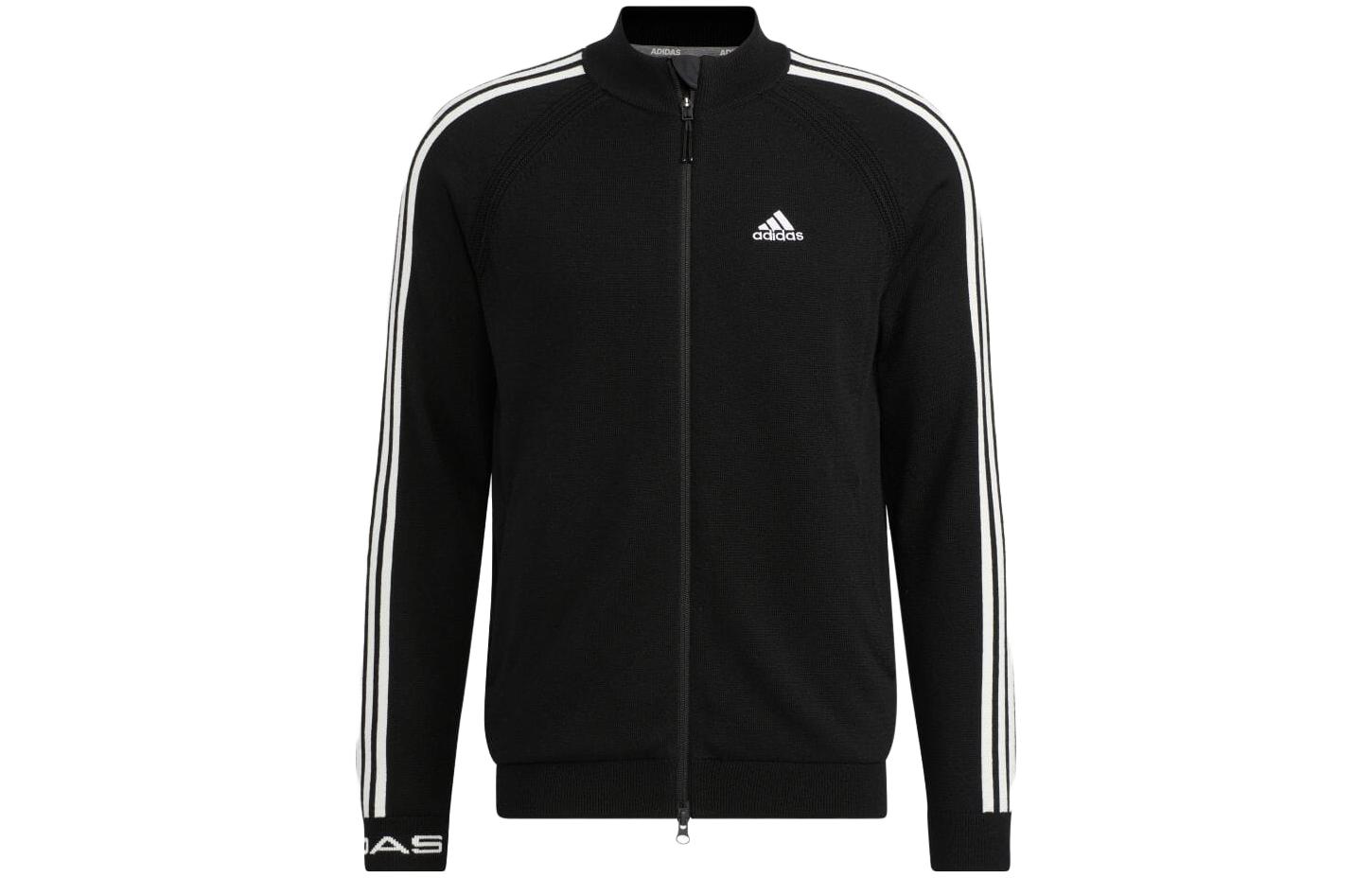 adidas Black Striped Letter Print Zip-Up Track Jacket HP1994-JAPAN