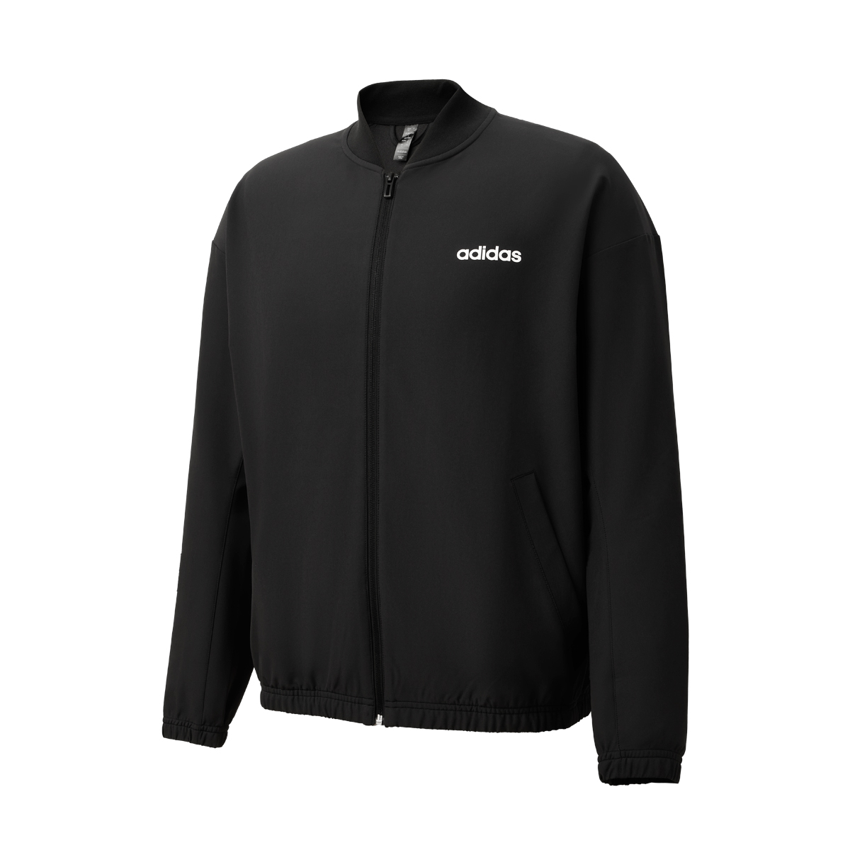 adidas Black Striped Logo Print Baseball Collar Casual Jacket JL9638