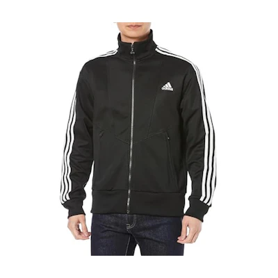 adidas Black Striped Logo Print Zip-Up Track Jacket IX2722