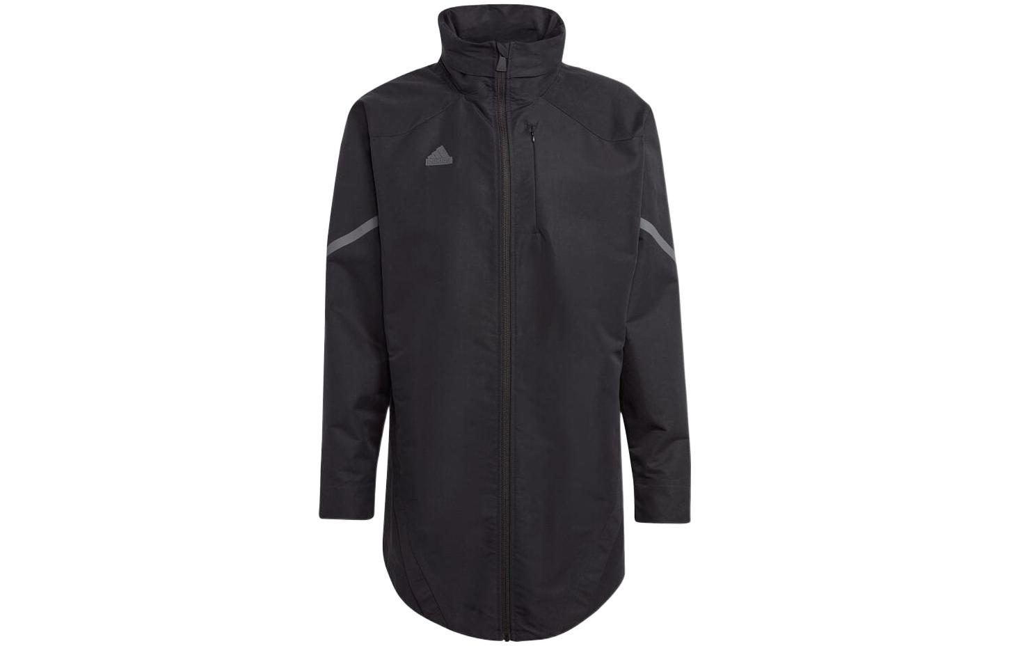 adidas Black Striped Logo Zip-Up Hoodie Jacket IC8015