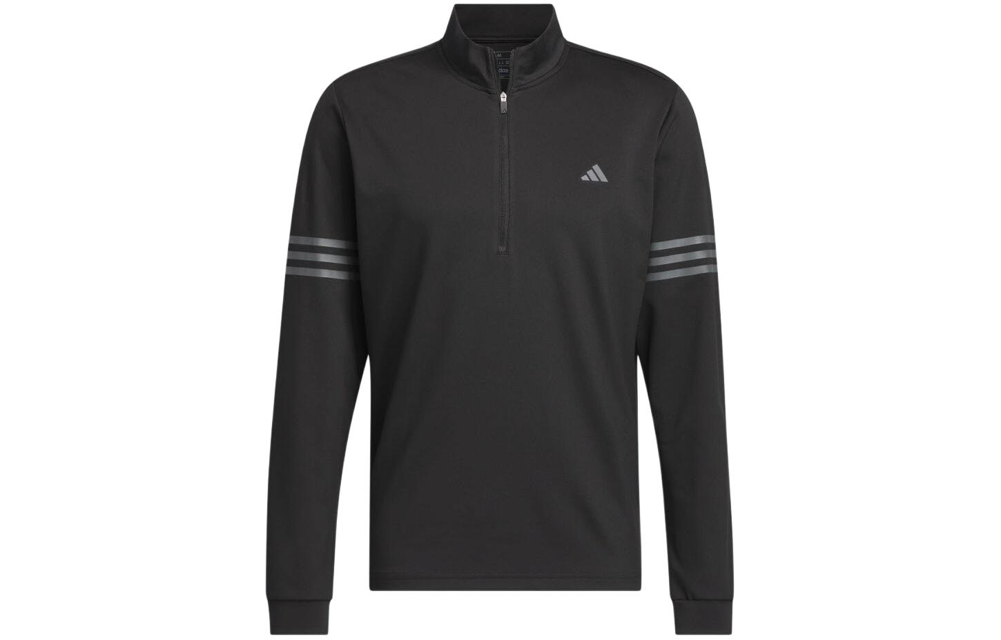 adidas Black Striped Long-Sleeve Sweatshirt with Logo Print IS7132