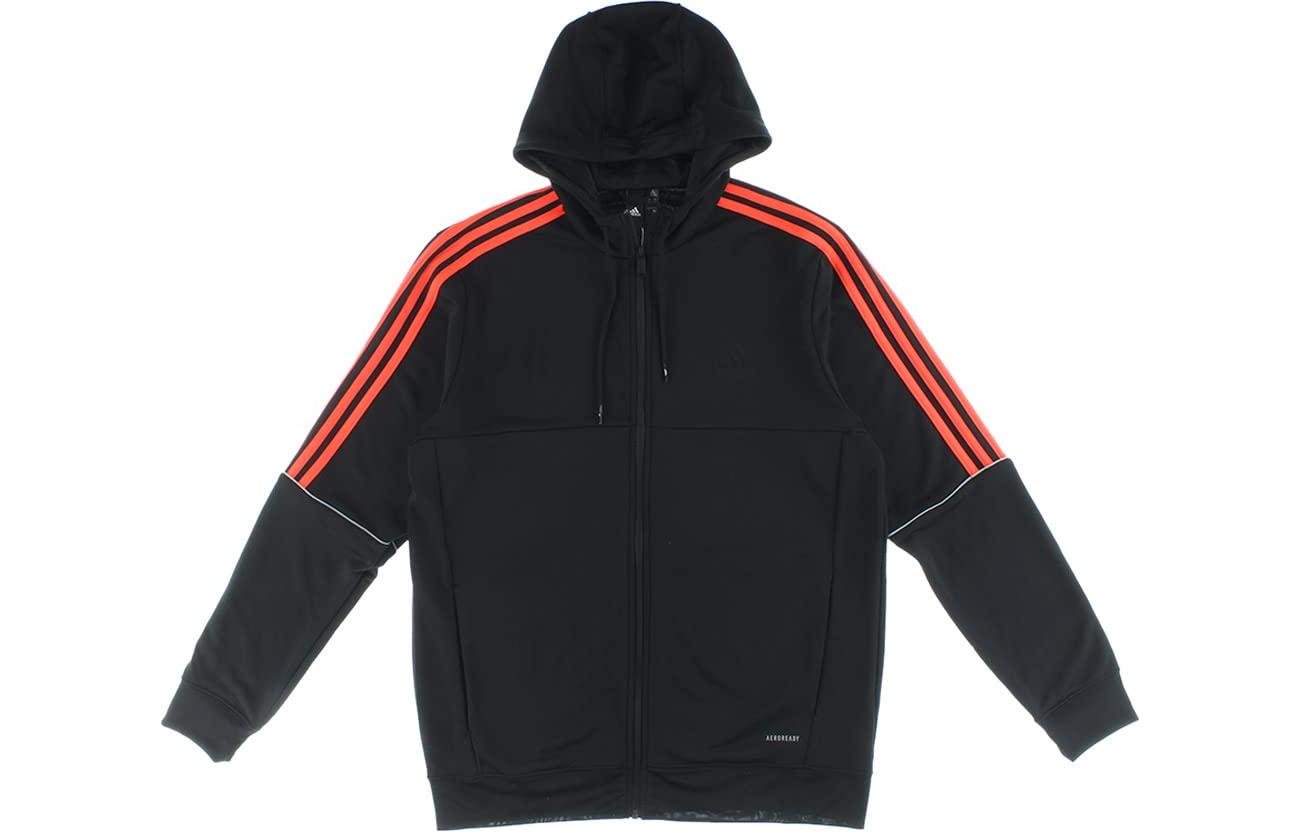 adidas Black Striped Print Zip-Up Hoodie HE0290