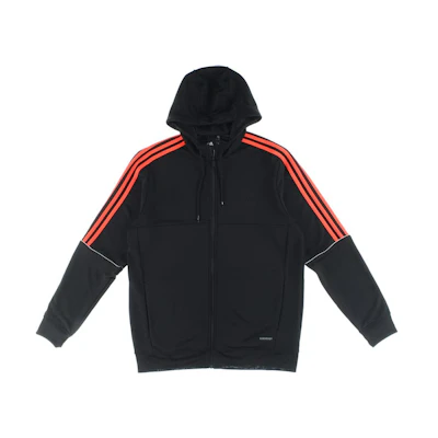 adidas Black Striped Print Zip-Up Hoodie HE0290