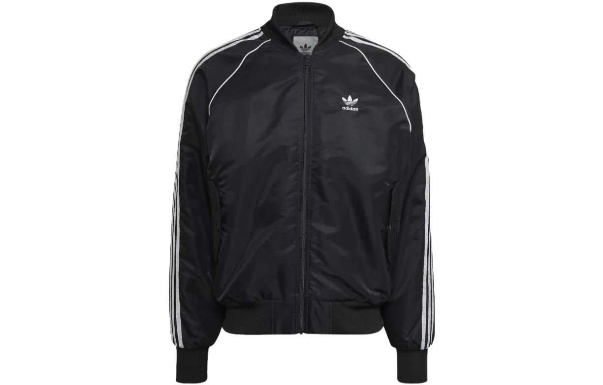 adidas Black Striped Print Zip-Up Track Jacket HL9203