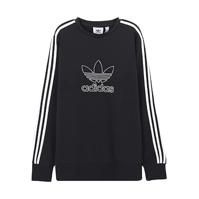 adidas Black Striped Sweatshirt with Cutout Logo Design DX4233