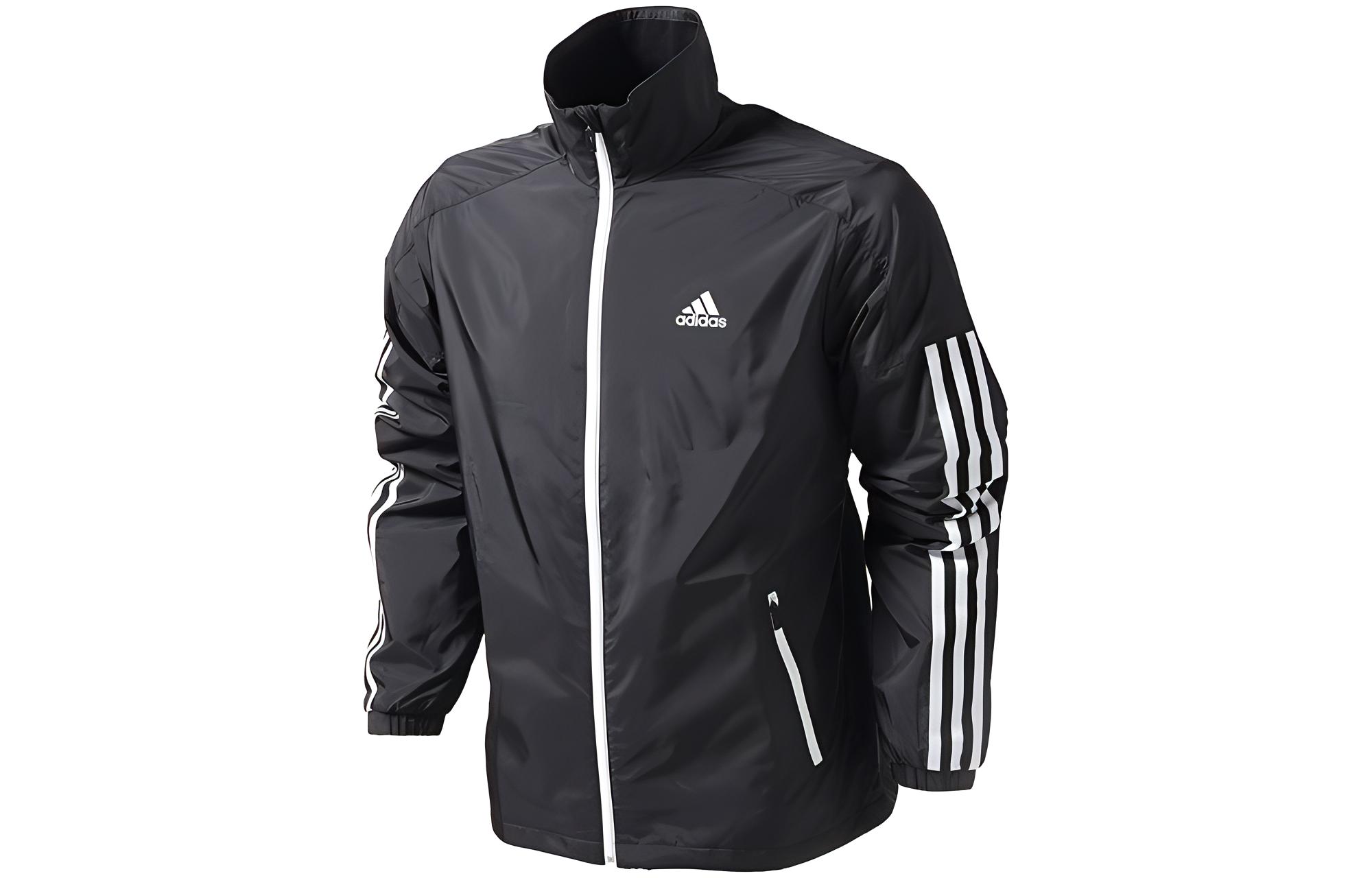 adidas Black Striped Woven Track Jacket High Collar AZ8426