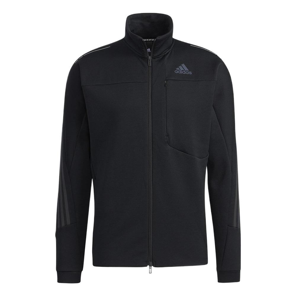 adidas Black Striped Zip-Up Track Jacket with Stand Collar H40874