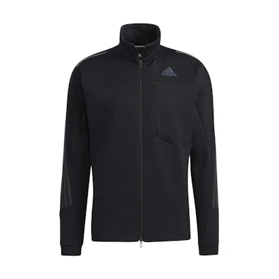 adidas Black Striped Zip-Up Track Jacket with Stand Collar H40874