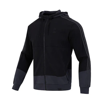 adidas Black Three-Stripe Athletic Hooded Jacket IA6962