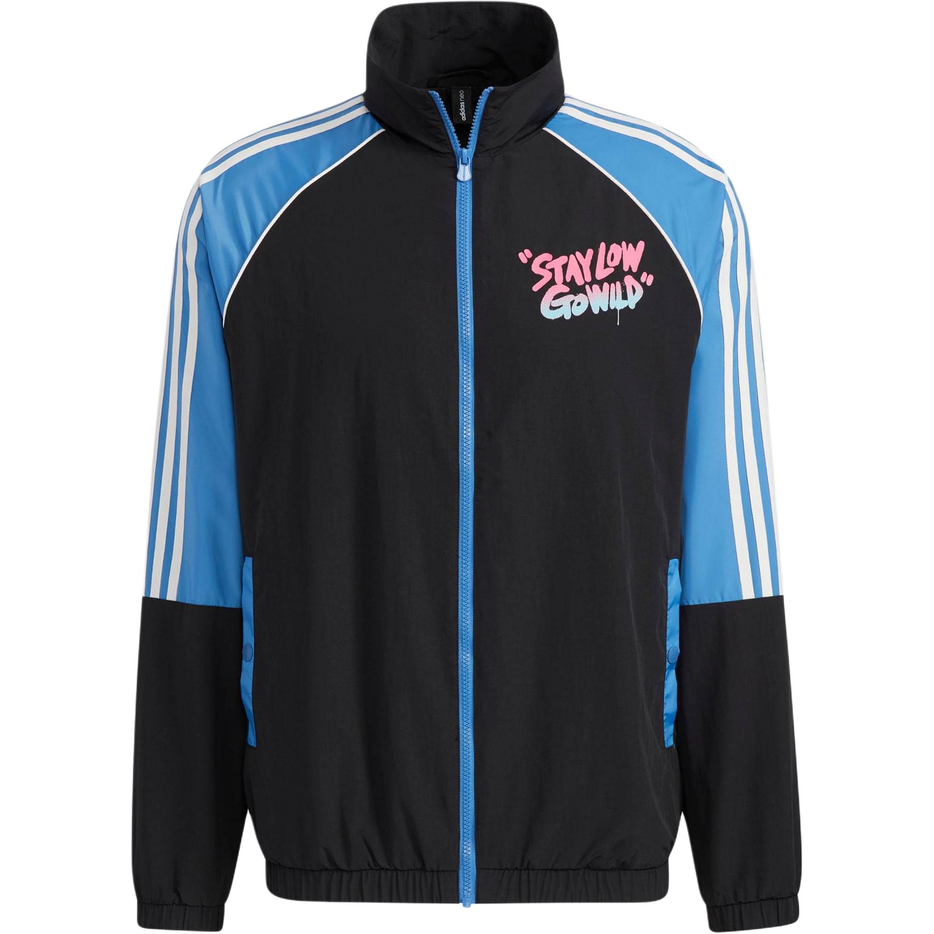 adidas Black Three-Stripes Track Jacket Casual Sweatshirt HG9040
