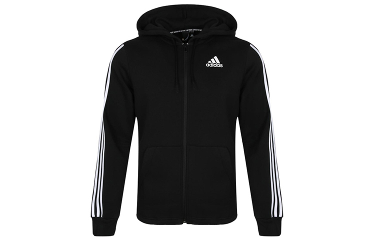 adidas Black Three Stripes Graphic Fleece Hoodie Jacket DQ1455