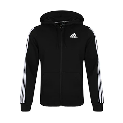 adidas Black Three Stripes Graphic Fleece Hoodie Jacket DQ1455