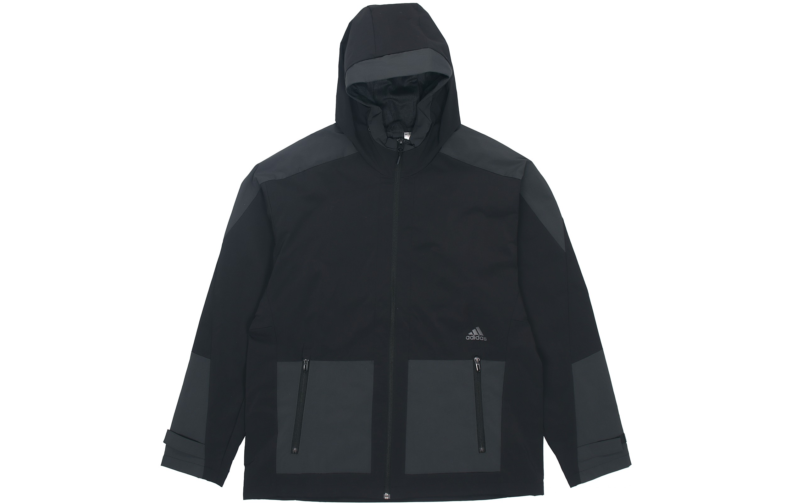 adidas Black Training Windbreaker Logo Hooded Jacket H40220