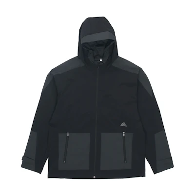 adidas Black Training Windbreaker Logo Hooded Jacket H40220