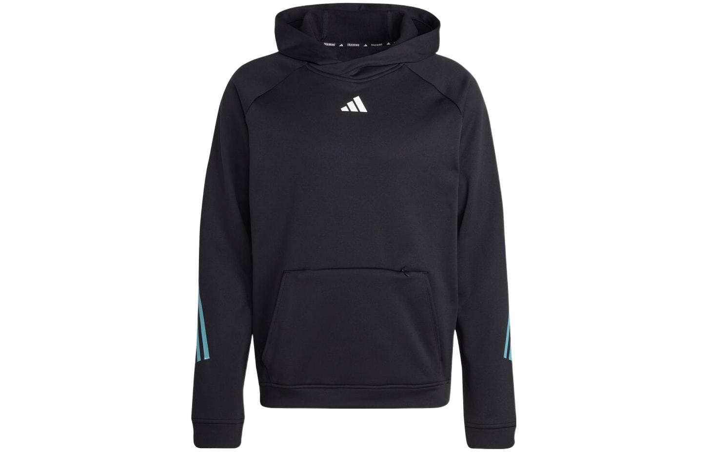 adidas Black Trefoil Logo Train Icon 3-Stripes Hoodie HS7513