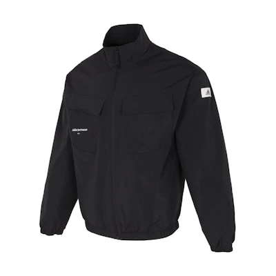 adidas Black Utility Logo Patch Stand Collar Long Sleeve Jacket IP4987