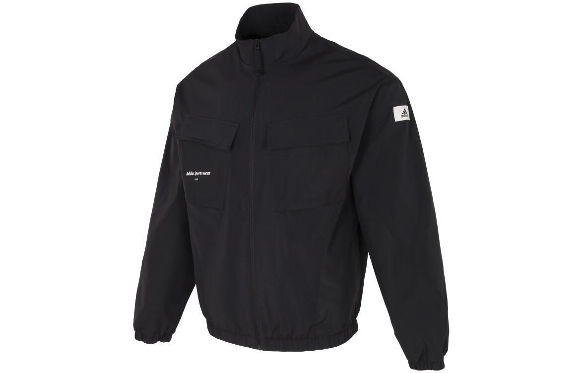 Order adidas Black Utility Logo Patch Stand Collar Long Sleeve Jacket IP4987