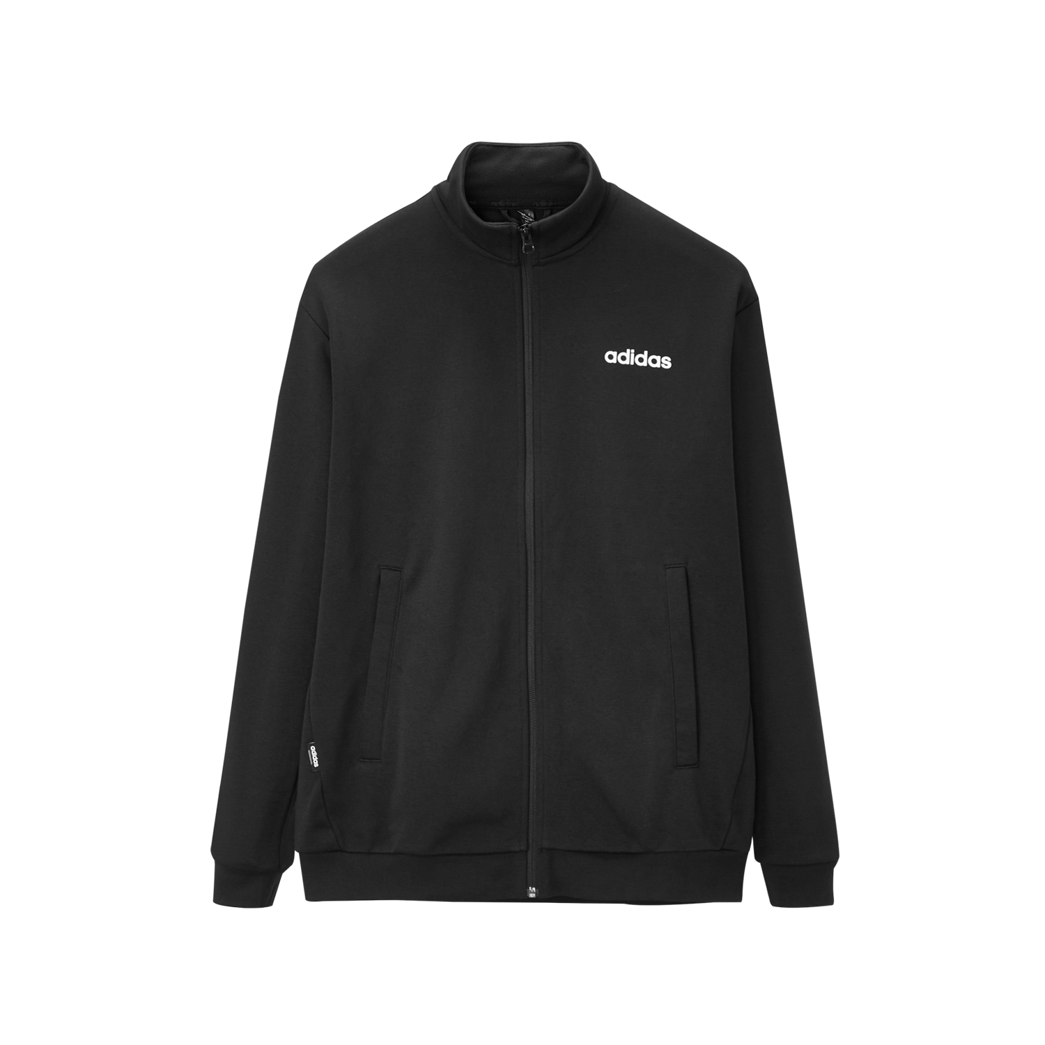 adidas Black Utility Solid Zip-Up Stand Collar Jacket JJ0423