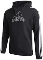 adidas Black Vintage Stripe Logo Print Pullover Hoodie GV5181 adidas Black Vintage Stripe Logo Print Pullover Hoodie GV5181
