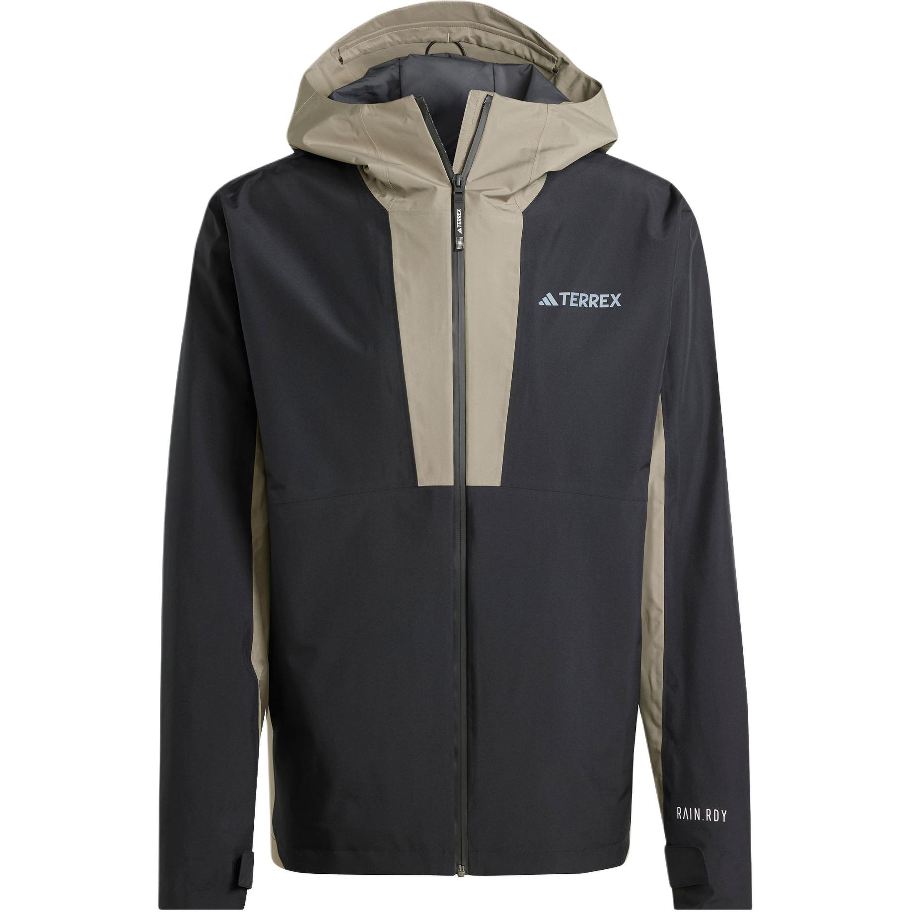 adidas Black Waterproof Windproof Outdoor Hiking Jacket with Colorblock Design IY0068