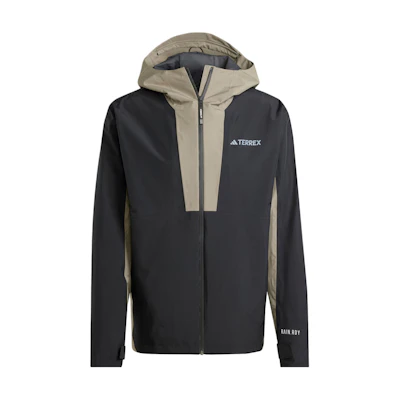 adidas Black Waterproof Windproof Outdoor Hiking Jacket with Colorblock Design IY0068