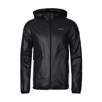 adidas Black Windbreaker Jacket with Logo and Hood CV6976
