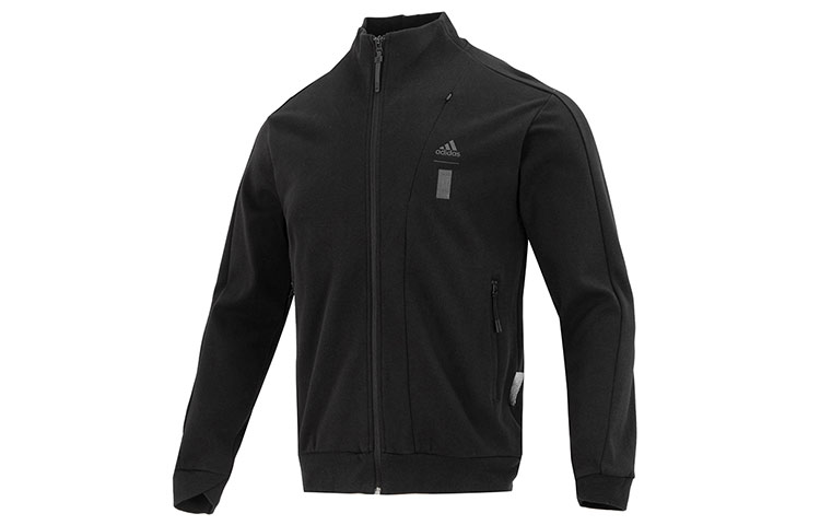 adidas Black Windproof High-Collar Jacket with Solid Logo Embroidery IA8127