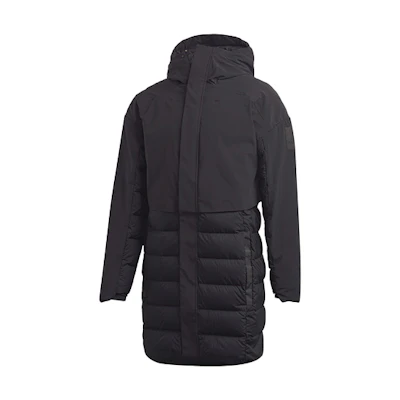 adidas Black Windproof Hooded Down Jacket for Winter Outdoor Activities. DZ1421