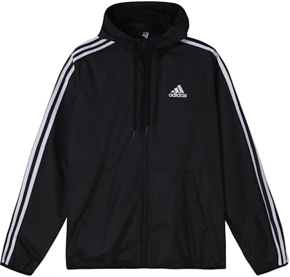 adidas 黑色防風連帽梭織外套 休閒運動服 GK9026 Order adidas 黑色防風連帽梭織外套 休閒運動服 GK9026