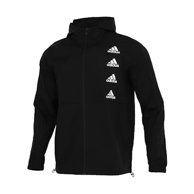 adidas Black Woven Hooded Jacket for Running and Training GK9370