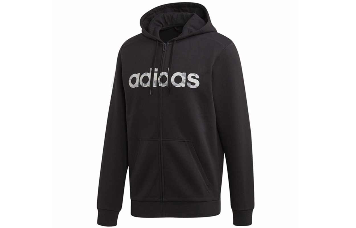 adidas Black Zip-Up Hoodie Jacket Casual Sportswear EI9736