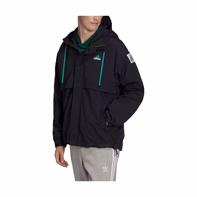 adidas Black Zip-Up Hoodie Jacket with Adjustable Drawstring Design HG8100