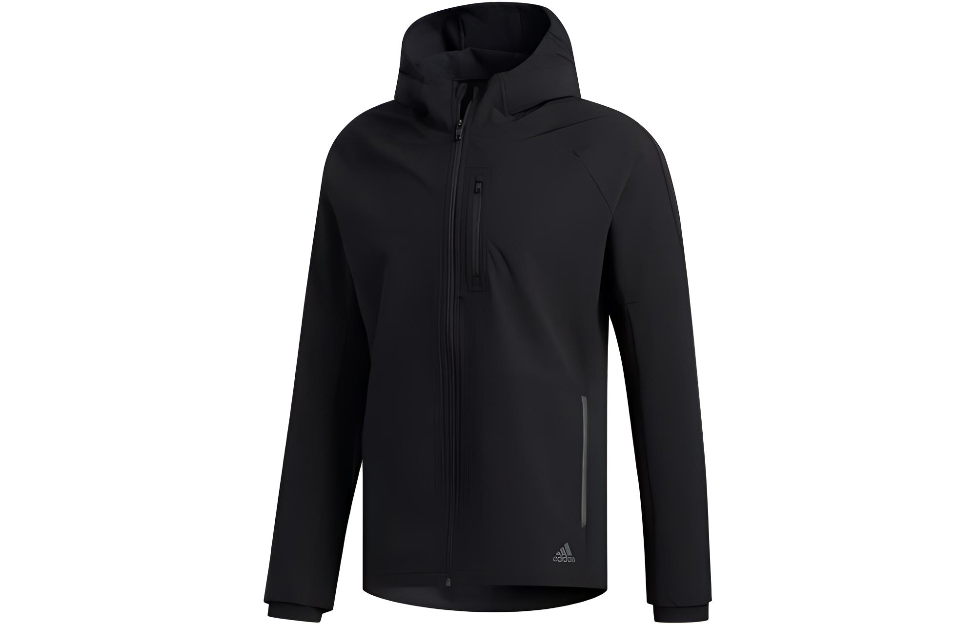 adidas Black Zip-Up Hoodie Jacket with Logo Design EC7022